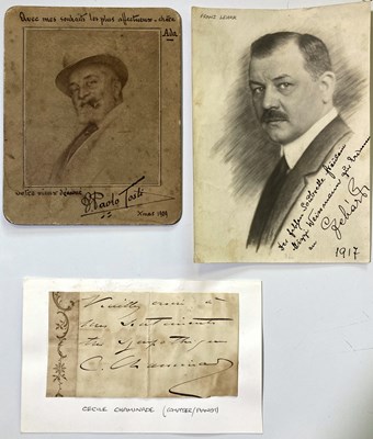 Lot 345 - EARLY 20TH C COMPOSERS/ MUSICIANS - AUTOGRAPHS BY TOSTI / LEHAR / CHAMINADE.