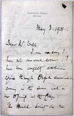 Lot 346 - HUBERT PARRY (1848 - 1918) - A HANDWRITTEN LETTER WITH SIGNATURE.