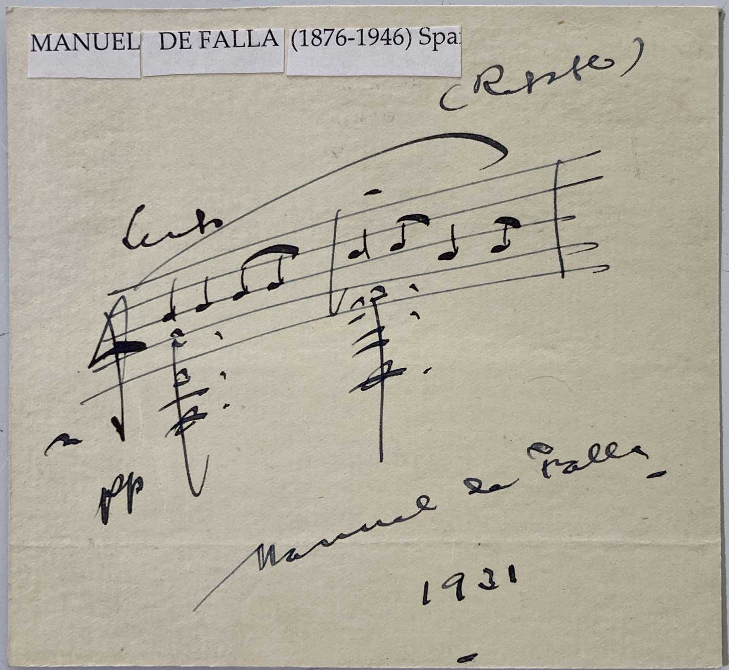 Lot 352 - MANUEL DE FALLA (1976-1946).