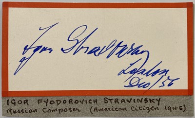 Lot 355 - IGOR STRAVINSKY (1882 - 1971).