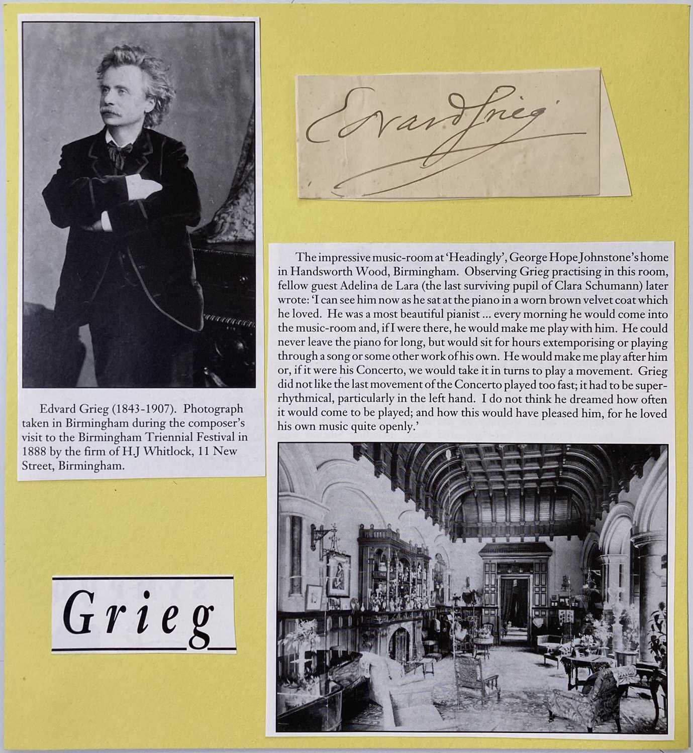 Lot 360 - EDVARD GRIEG (1843 - 1907)