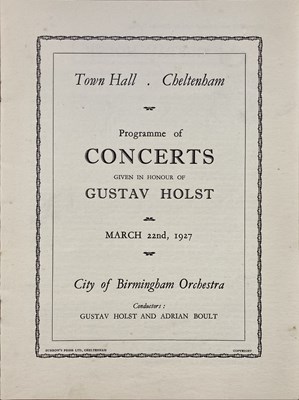 Lot 396 - GUSTAV HOLST (1874-1934).