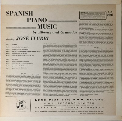 Lot 93 - JOSE ITURBI - SPANISH PIANO MUSIC LP (UK STEREO - SAX 2391)