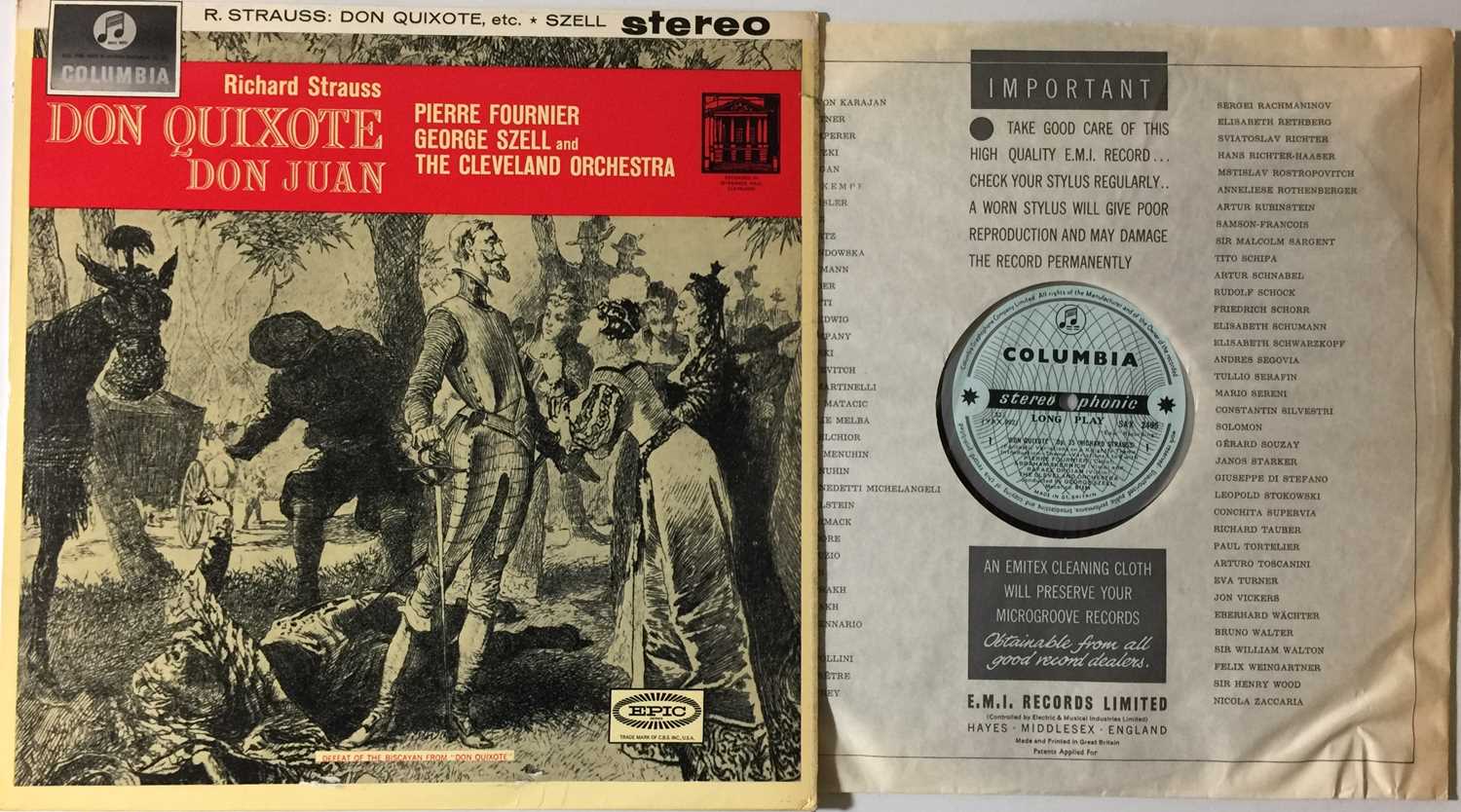 Lot 94 - FOURNIER/ SZELL - STRAUSS: DON QUIXOTE LP (UK STEREO - SAX 2495)