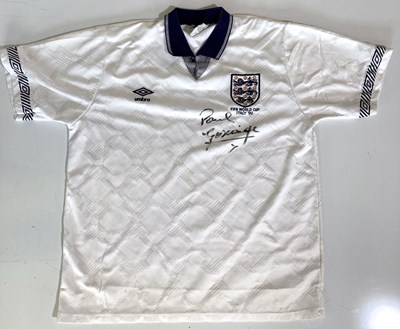 Lot 19 - AN ENGLAND 1990 WORLD CUP SHIRT SIGNED BY PAUL GASCOIGNE.