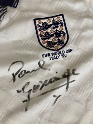 Lot 19 - AN ENGLAND 1990 WORLD CUP SHIRT SIGNED BY PAUL GASCOIGNE.