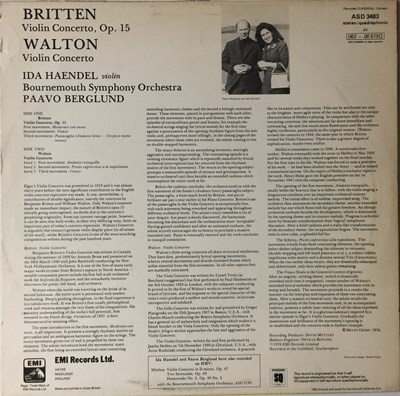 Lot 125 - IDA HAENDEL - PLAYS BRITTEN/WALTON LP (ASD 3483)