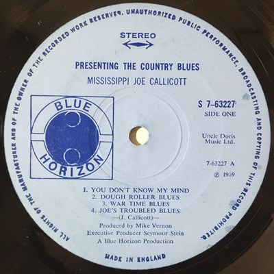 Lot 49 - MISSISSIPPI JOE CALLICOTT - PRESENTING THE COUNTRY BLUES LP (BLUE HORIZON - S 763227)