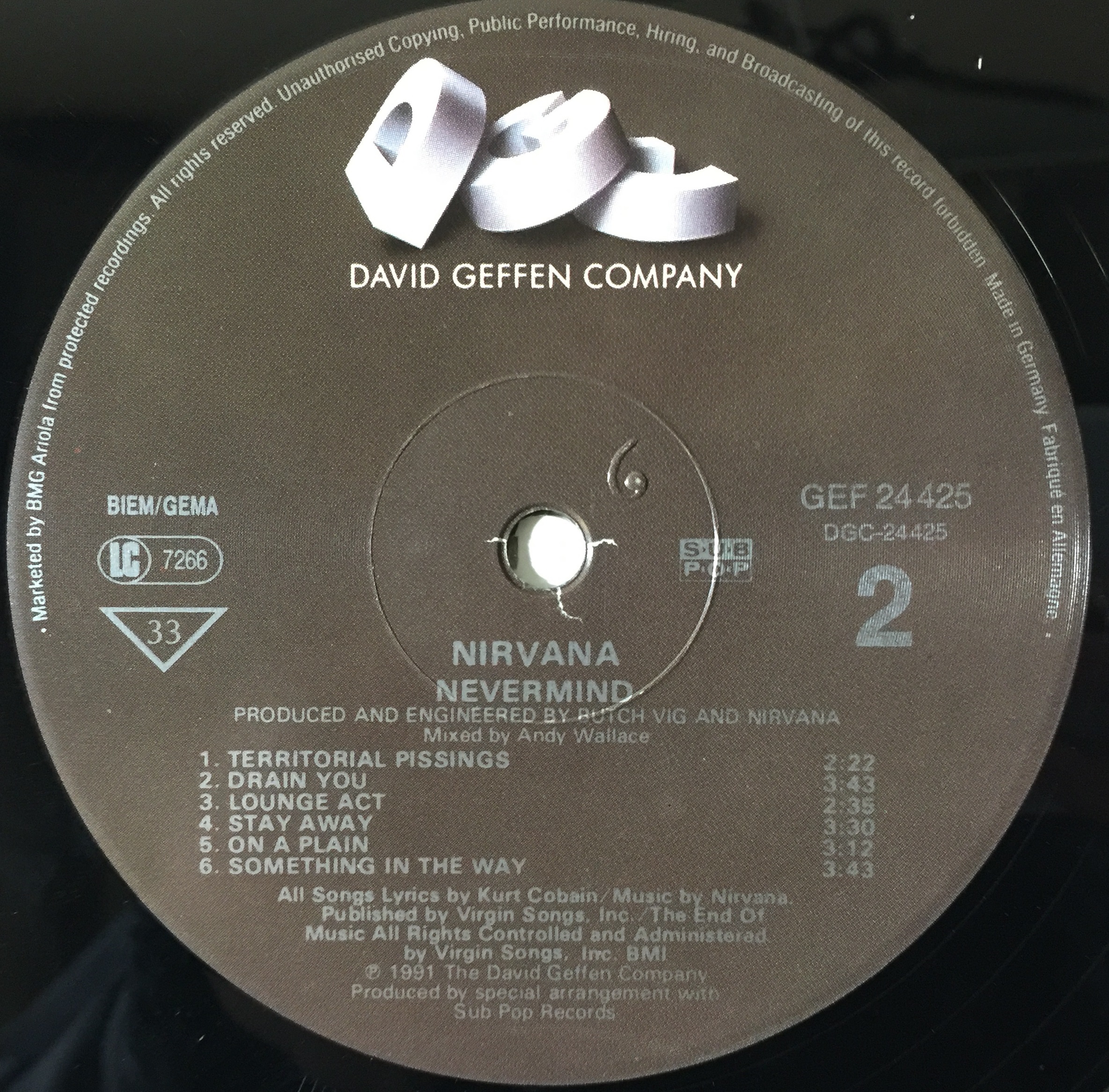 希少LP☆Geffen Records☆Nirvana ‎– Nevermind-