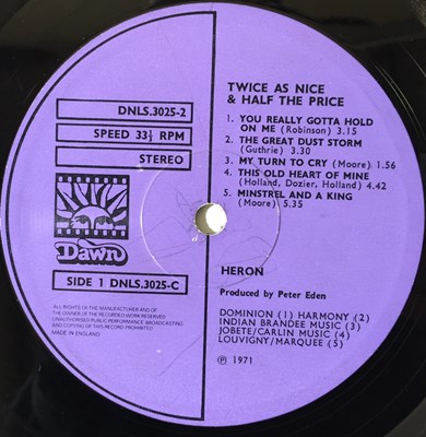 Lot 10 - HERON - TWICE AS NICE & HALF THE PRICE 2 LP (UK STEREO - DAWN - DNLS 3025)