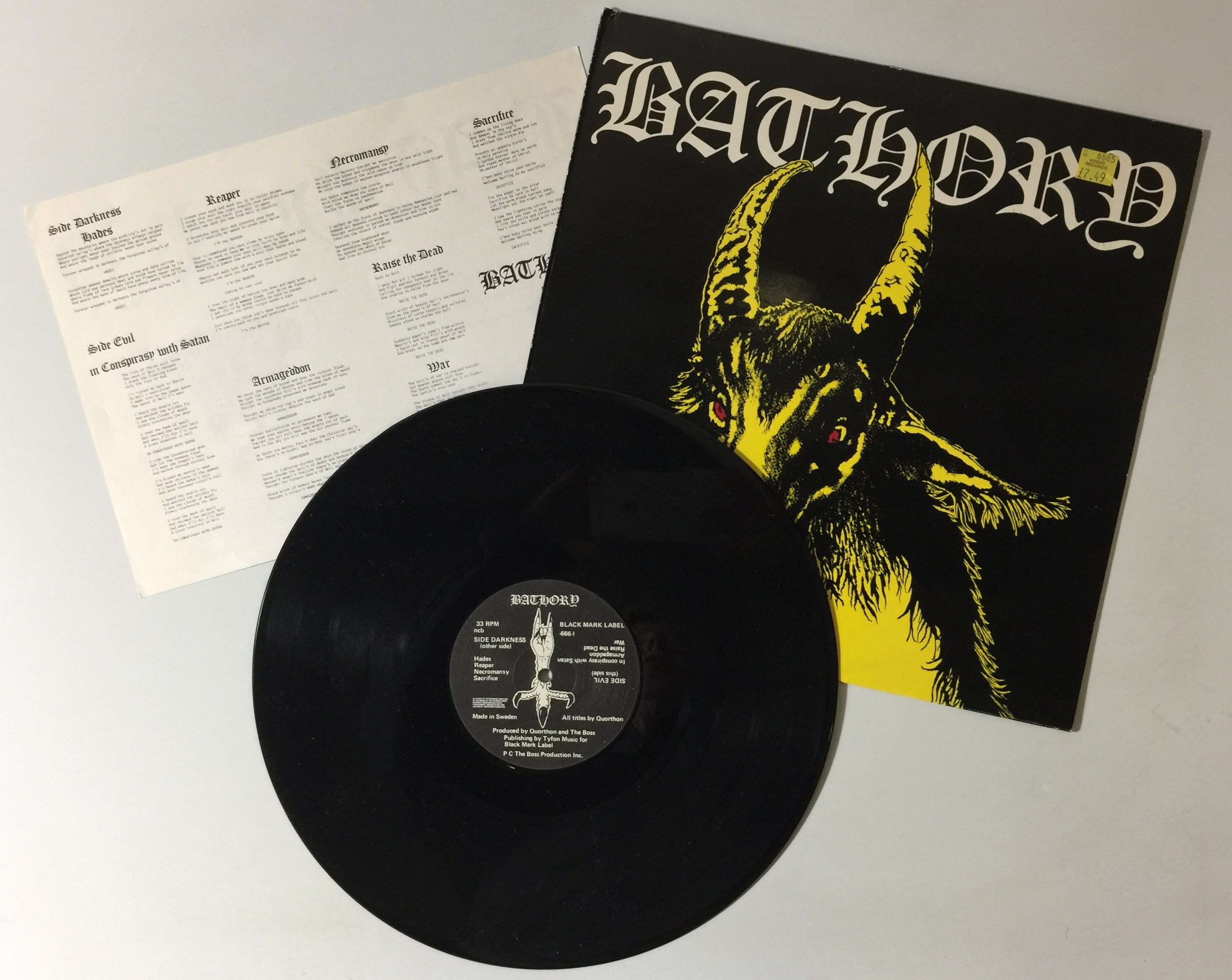 Lot 90 - BATHORY - S/T LP (ORIGINAL SWEDISH PRESS W/