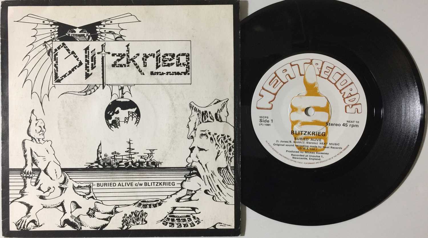 Lot 91 - BLITZKRIEG - BURIED ALIVE C/W BLITZKRIEG 7" (ORIGINAL UK COPY - NEAT RECORDS NEAT 10)