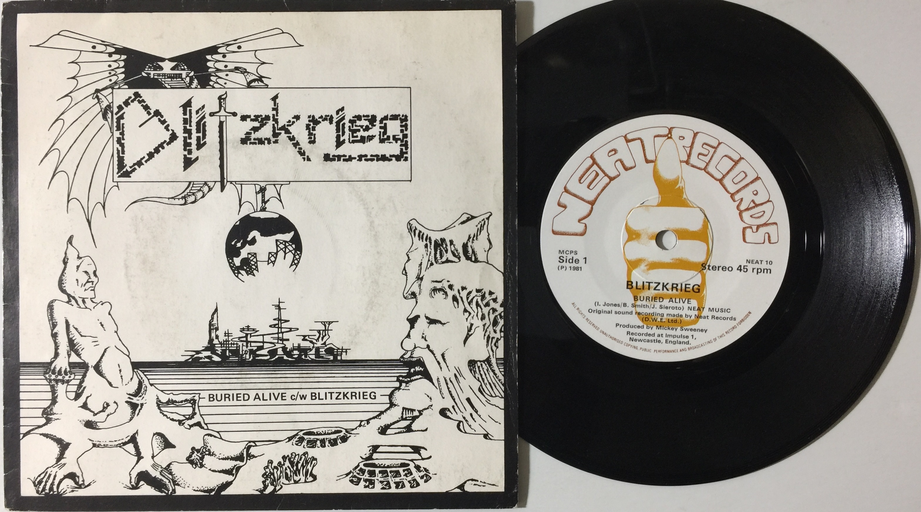 Lot 91 - BLITZKRIEG - BURIED ALIVE C/W BLITZKRIEG 7