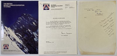 Lot 216 - MOUNTAINEERING INTEREST - THE ASCENT OF MT KONGUR (1981) A PRESENTATION BOOK WITH MANY PHOTOGRAPHS.