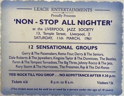 Lot 181 - BEATLES NON STOP ALL NIGHTER TICKET