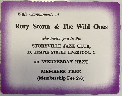 Lot 186 - RORY STORM AND THE WILD ONES TICKET