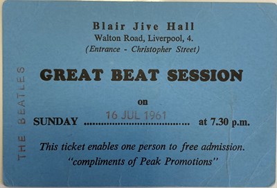 Lot 188 - THE BEATLES GREAT BEAT SESSION 1961 TICKET