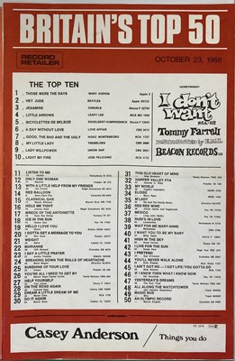 Lot 195 - BRITAIN'S TOP 50 PRINTED CHARTS - BEATLES