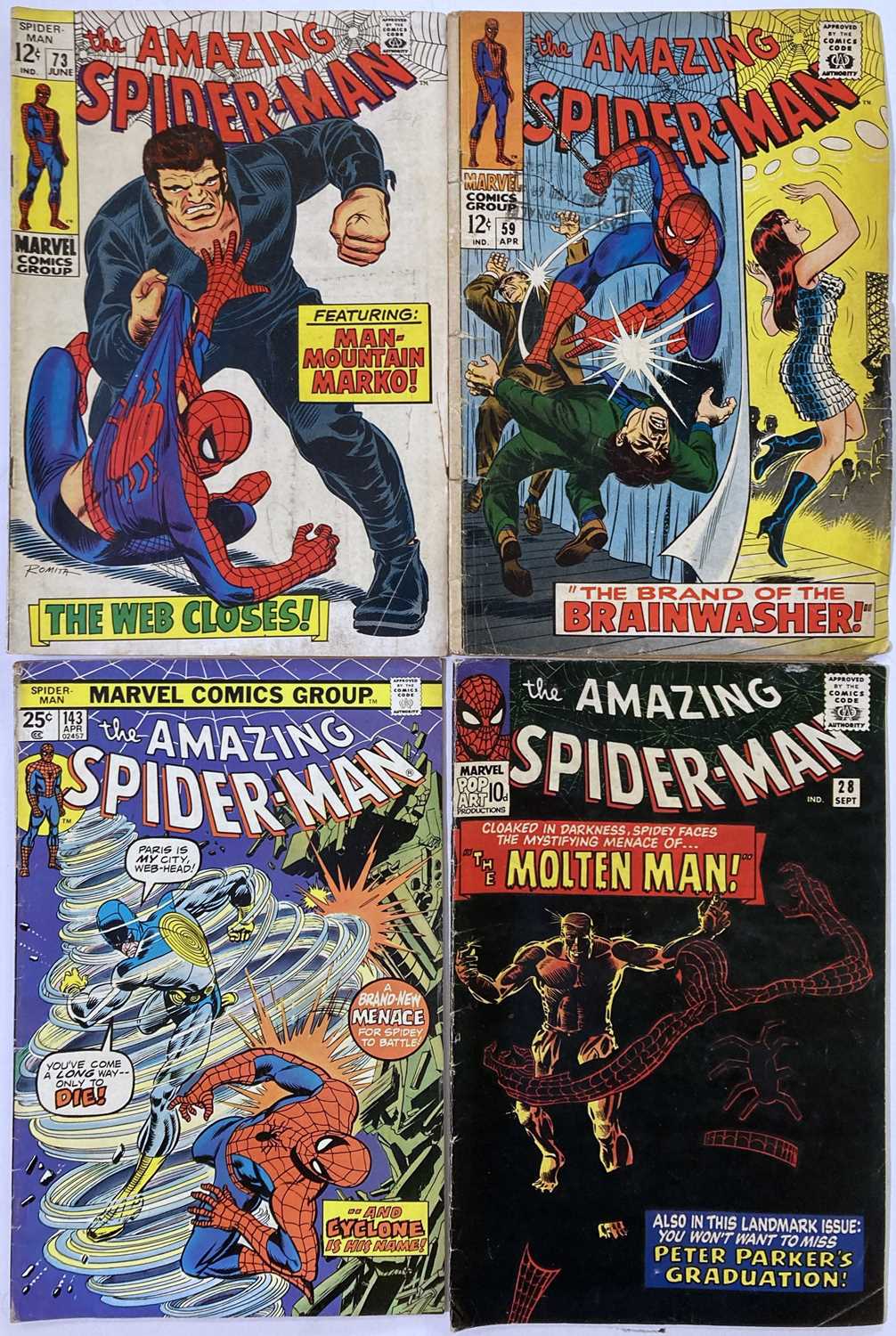 Lot 60 - THE AMAZING SPIDERMAN - 1960S MARVEL COMICS- INC CYCLONE/ MOLTEN MAN.