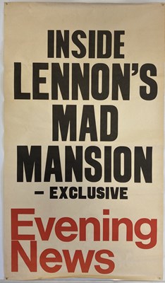 Lot 199 - EVENING NEWS HEADLINE POSTER - INSIDE LENNON'S MAD MANSION