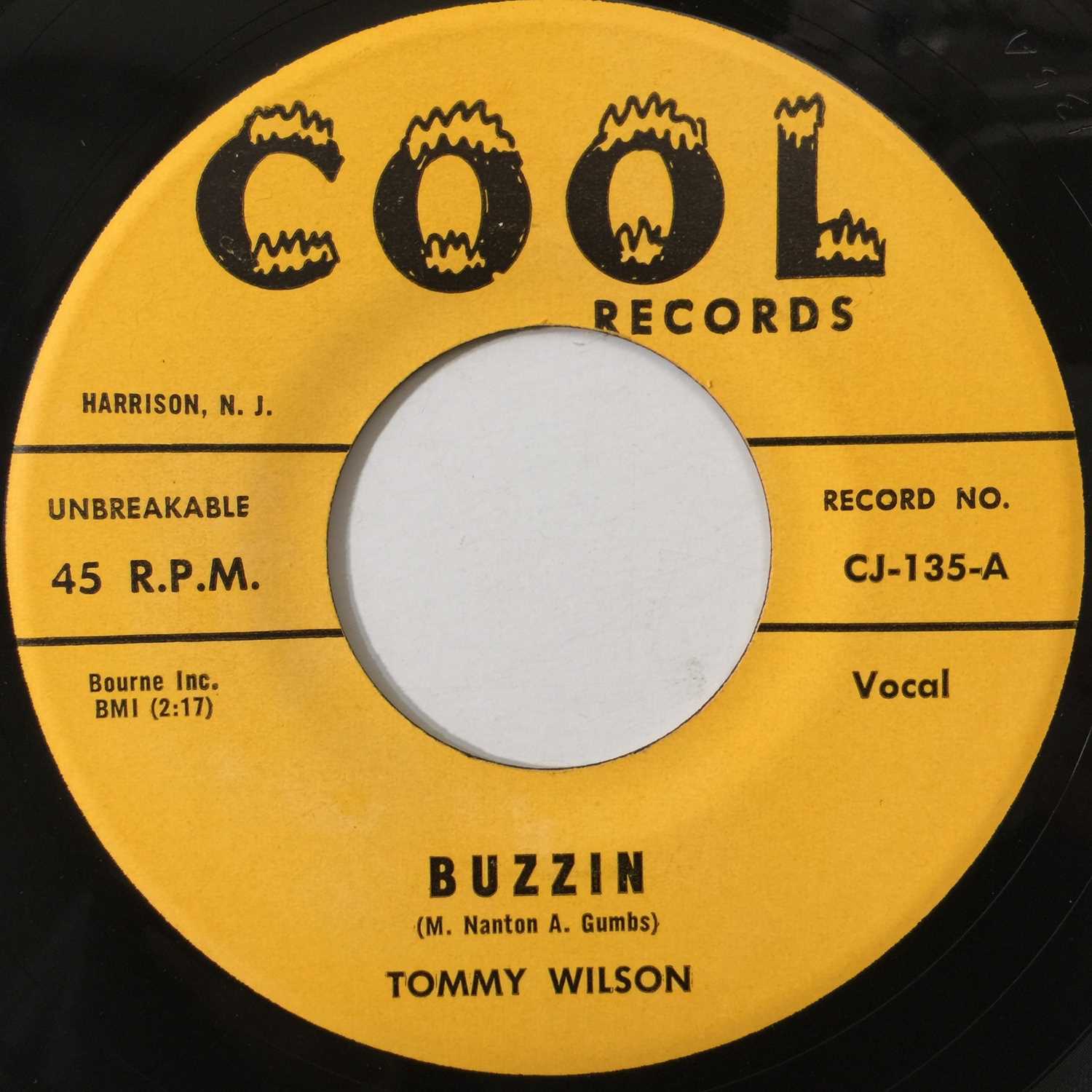 Lot 11 - TOMMY WILSON - BUZZIN/ WHY'D YOU PICK ON ME 7" (US ROCKABILLY - CJ-135)