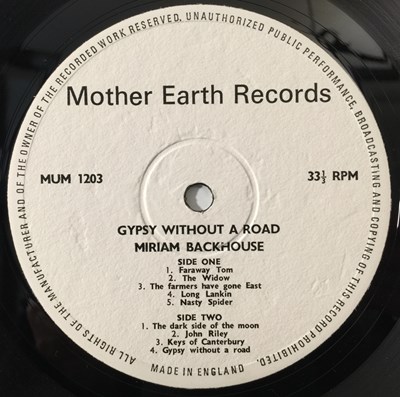 Lot 205 - MIRIAM BACKHOUSE - GYPSY WITHOUT A ROAD LP (MOTHER EARTH RECORDS MUM 1203)