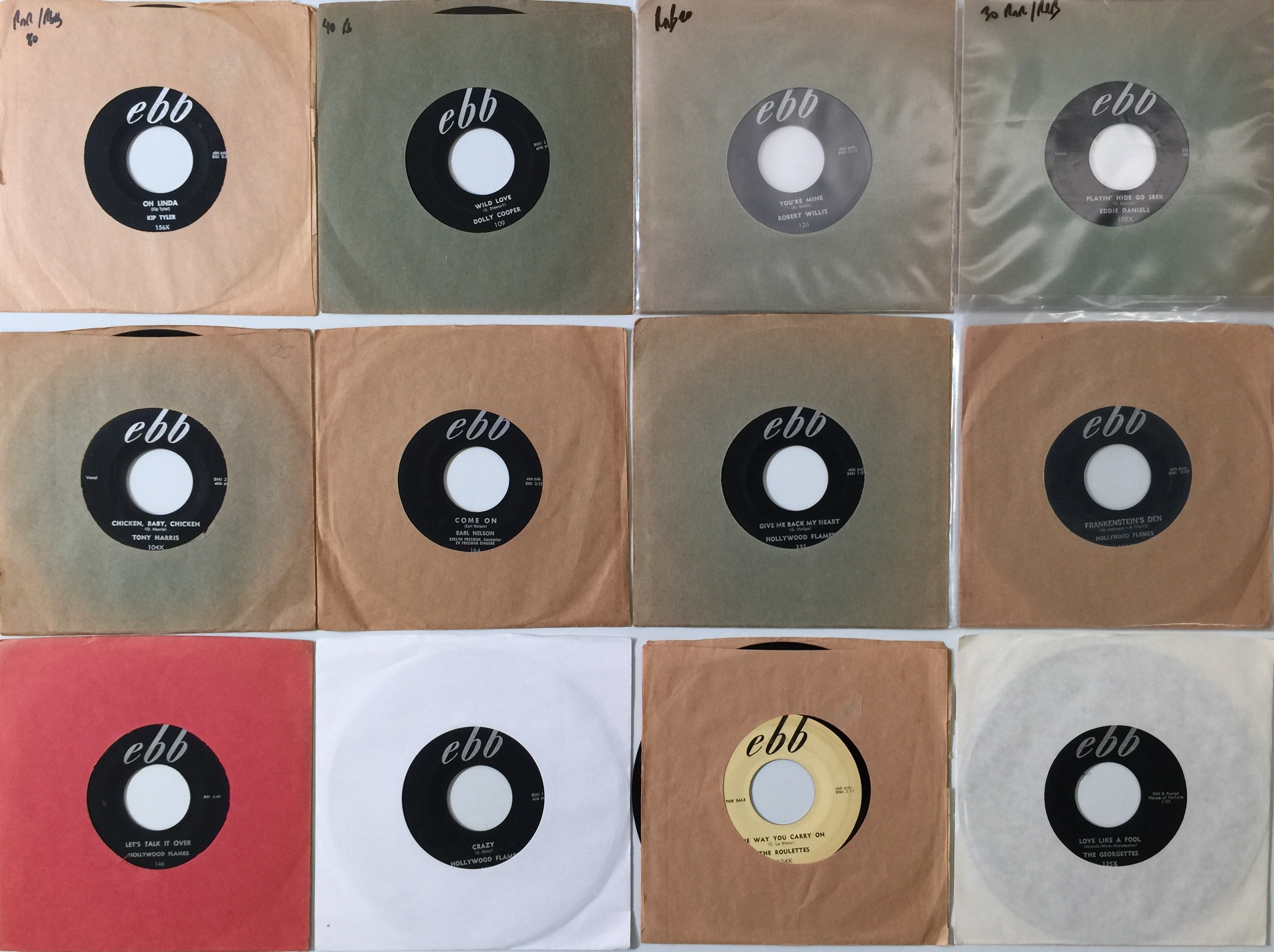 Lot 94 - EBB RECORDS - R&R/ R&B/ DOO WOP 7" PACK