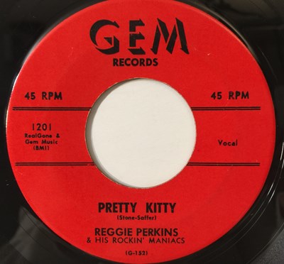 Lot 137 - REGGIE PERKINS - PRETTY KITTY 2x 7" (ORIGINAL RED/ BLUE LABEL COPIES - GEM 1201)