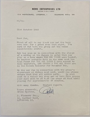 Lot 237 - BRIAN EPSTEIN SIGNED 1962 LETTER ON NEMS STATIONARY