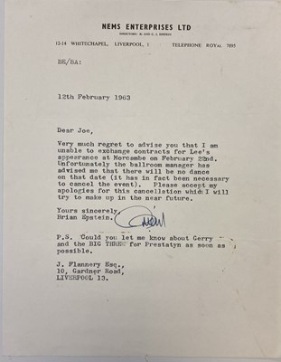 Lot 239 - BRIAN EPSTEIN SIGNED 1963 LETTER ON NEMS STATIONARY