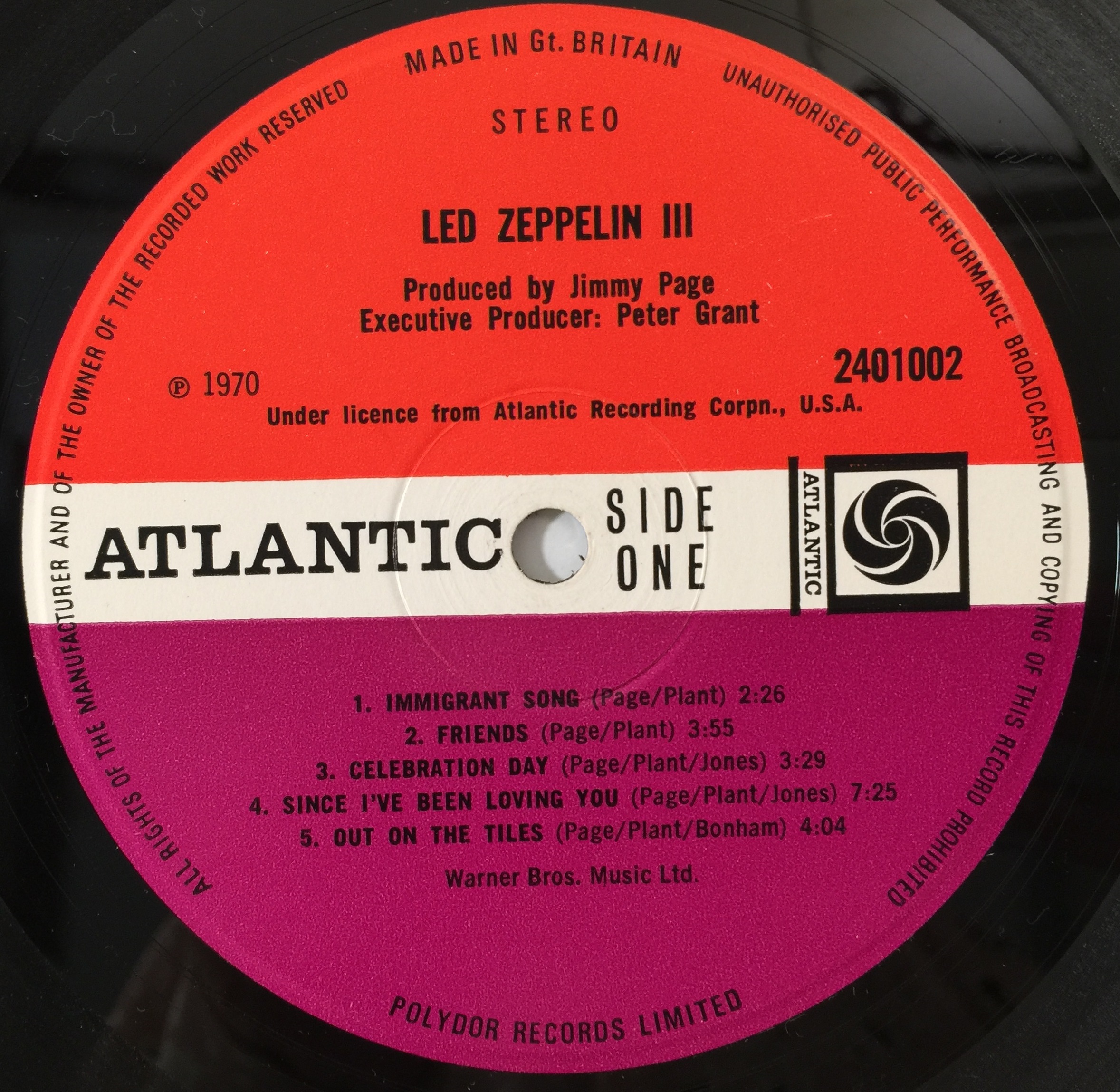 LED ZEPPELIN★III UK Atlantic Red/Maroon Lot 193 - LED ZEPPELIN - III LP (ORIGINAL UK COPY -