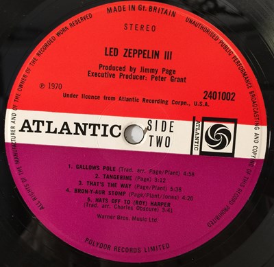 Lot 193 - LED ZEPPELIN - III LP (ORIGINAL UK COPY - ATLANTIC 2401002)