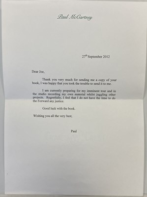 Lot 247 - MPL / PAUL MCCARTNEY LETTER ON MCCARTNEY STATIONARY