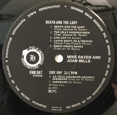 Lot 215 - MICHAEL RAVEN & JOAN MILLS - DEATH AND THE LADY LP (ORIGINAL UK COPY - FOLK HERITAGE RECORDINGS FHR 047)