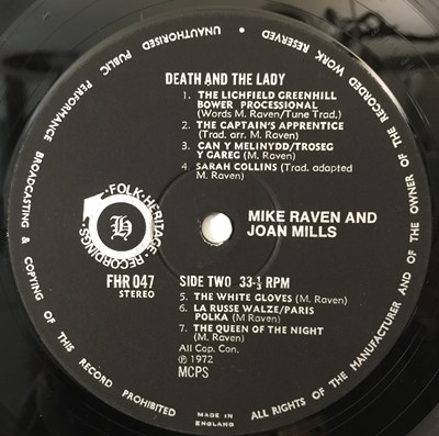 Lot 215 - MICHAEL RAVEN & JOAN MILLS - DEATH AND THE LADY LP (ORIGINAL UK COPY - FOLK HERITAGE RECORDINGS FHR 047)