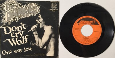 Lot 262 - THE DAMNED - DON'T CRY WOLF/ONE WAY LOVE 7" (ORIGINAL DUTCH COPY SIGNED BY CAPTAIN SENSIBLE - SCRAMBLE RECORDS SRS 510.049)