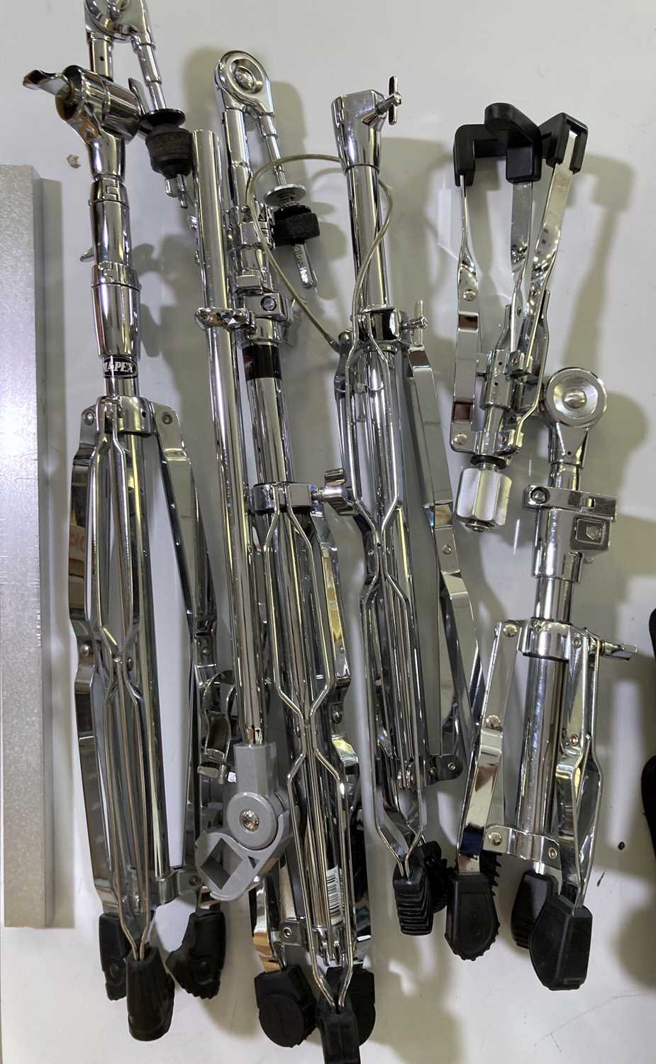 Lot 25 DRUM EQUIPMENT (CYMBALS, STANDS, DRUMSTICKS).