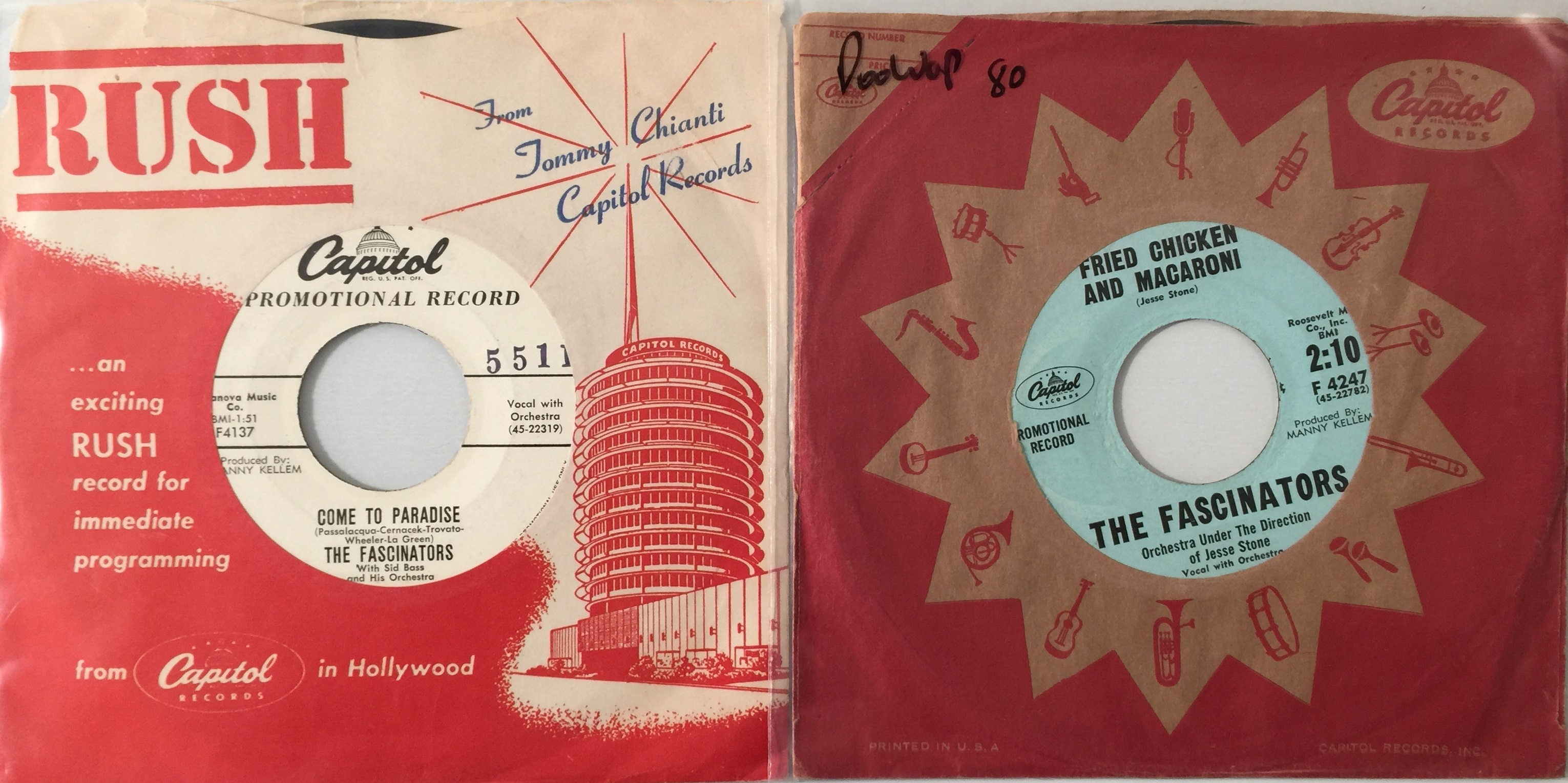 Lot 186 THE FASCINATORS 7" CAPITOL PROMO RARITIES
