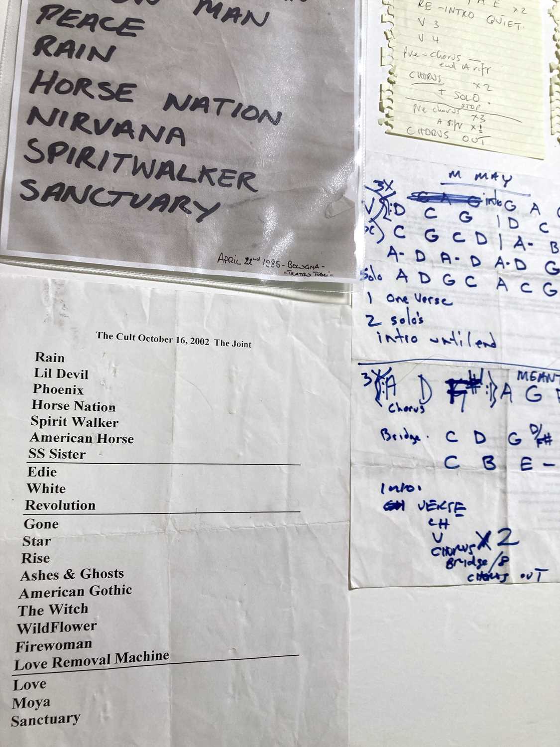 Lot 597 BILLY DUFFY / THE CULT SETLISTS AND GUITAR