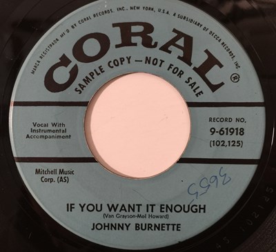 Lot 190 - JOHNNY BURNETTE - ROCK BILLY BOOGIE 7" (US CORAL PROMO - 9-61918)