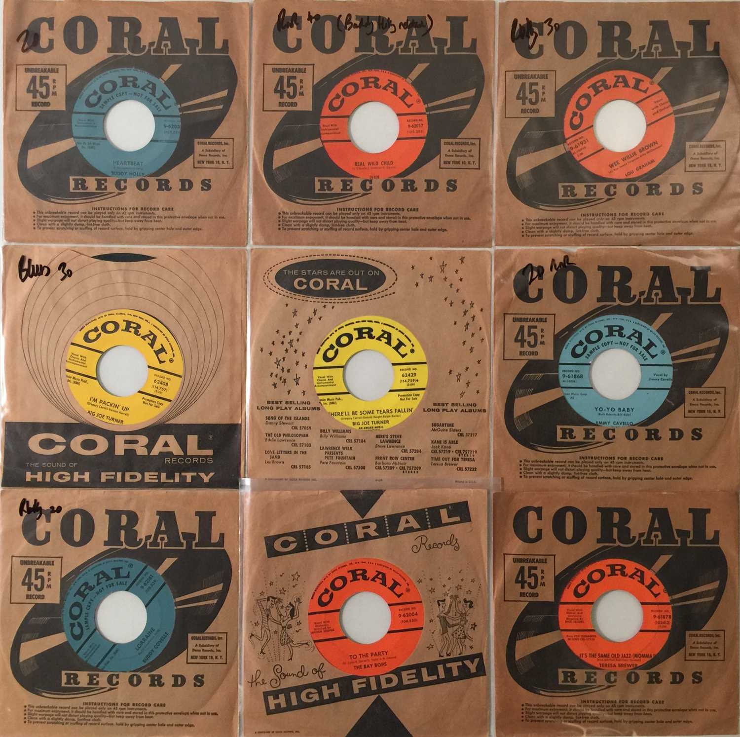 Lot 194 - CORAL - 7" PACK (ROCK N ROLL/ BLUES ETC)