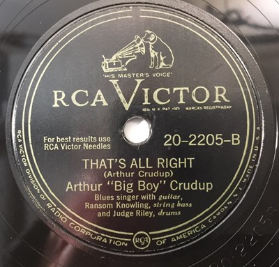 Lot 276 - ARTHUR 'BIG BOY' CRUDUP - THAT'S ALL RIGHT - ORIGINAL US 10" 78RPM RECORDING (RCA VICTOR 20-2205)