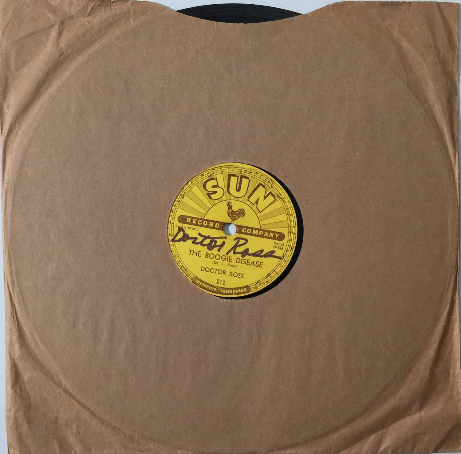 Lot 282 - DOCTOR ROSS - SUN 212 SIGNED - THE BOOGIE DISEASE - ORIGINAL US 10" 78RPM RECORDING
