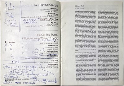 Lot 450 - THE FALL / MARK E. SMITH - AN ANNOTATED PROGRAMME FOR I AM CURIOUS, ORANGE PREMIERE.