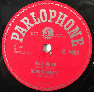 Lot 297 - DONNIE ELBERT - WILD CHILD - ORIGINAL UK 10" 78RPM RECORDING (PARLOPHONE R 4403)