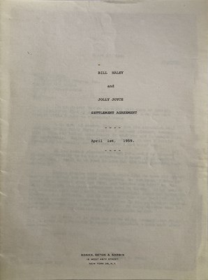 Lot 379 - BILL HALEY - SEVERANCE FROM HIS FIRST MANAGER.
