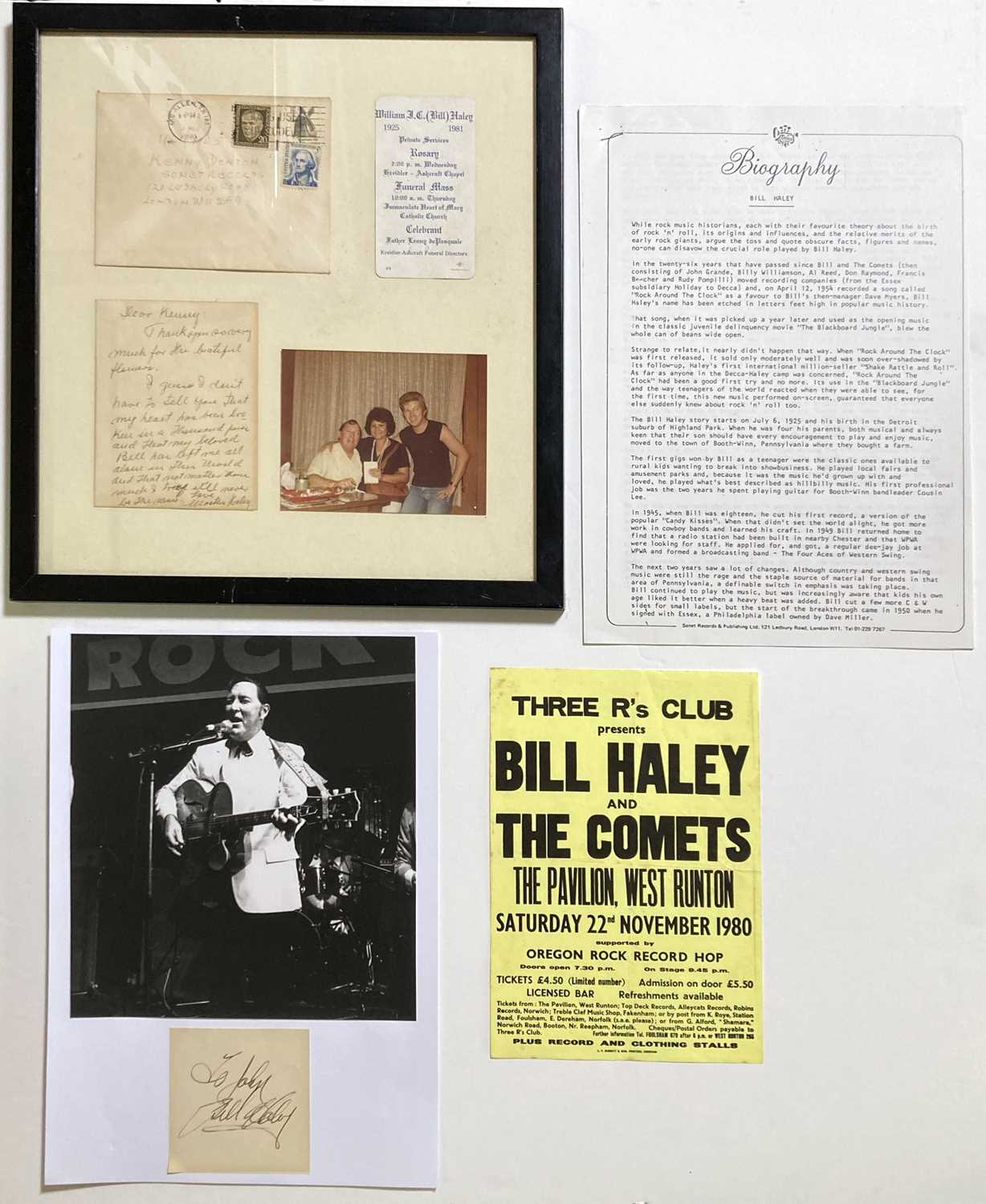 Lot 391 - BILL HALEY - 70S MEMORABILIA INC A SIGNATURE.