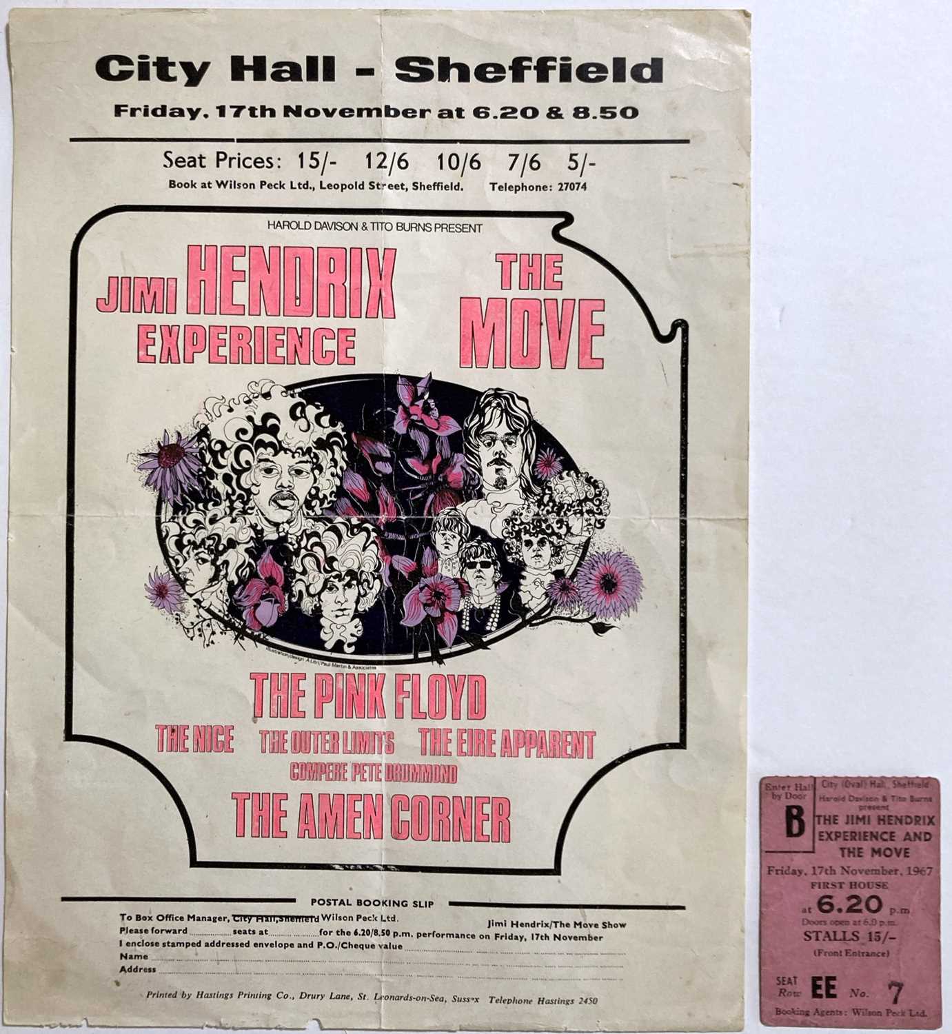 Lot 438 - JIMI HENDRIX - HANDBILL AND TICKET FOR A