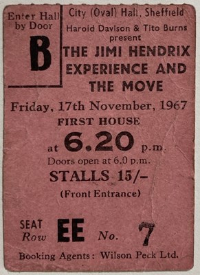 Lot 438 - JIMI HENDRIX - HANDBILL AND TICKET FOR A 1967 CONCERT