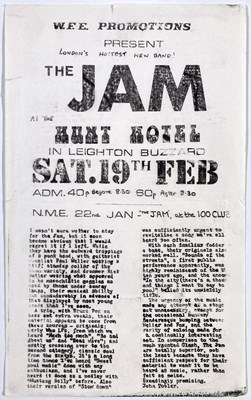 Lot 453 - THE JAM - ORIGINAL 1977 CONCERT HANDBILL.